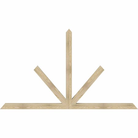 Ekena Millwork Saratoga Rough Sawn Timber Gable Bracket, Douglas Fir, 96"W x 56"H x 4"D x 4"F, 14/12 Pitch GBW096X56X0404SAR00RDF